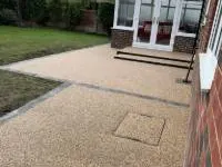 Completed resin bound stone patios installation by Decorative Stone Driveways